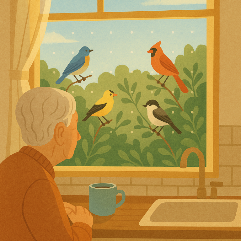 watching birds from window