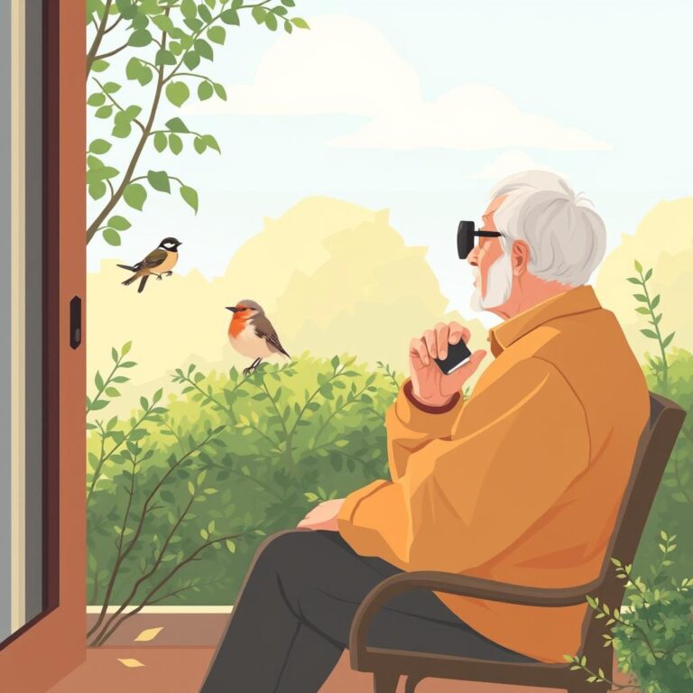 Backyard birdwatcher observing a juvenile bird near an adult bird in garden shrubs